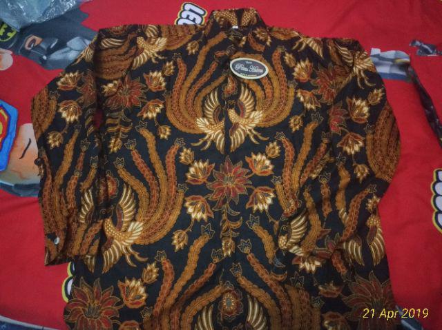 Kemeja Batik Lengan Panjang 021 Risna Batik Hrb026 Hem Batik Murah Seno Sogan Bakung Padi Manggar