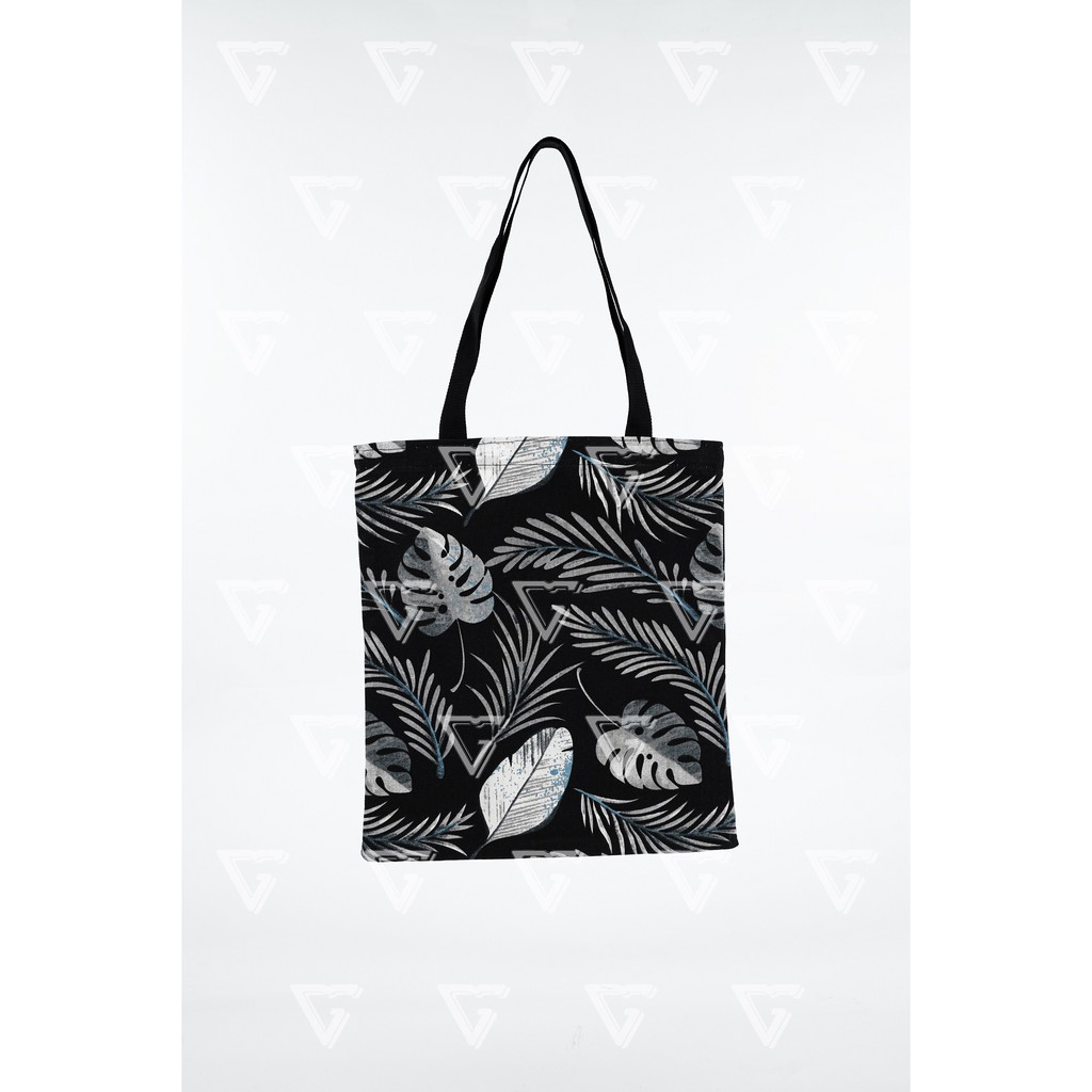 Totebag wanita / tote bag wanita kekinian 2021 kanvas motif Floral Hitam