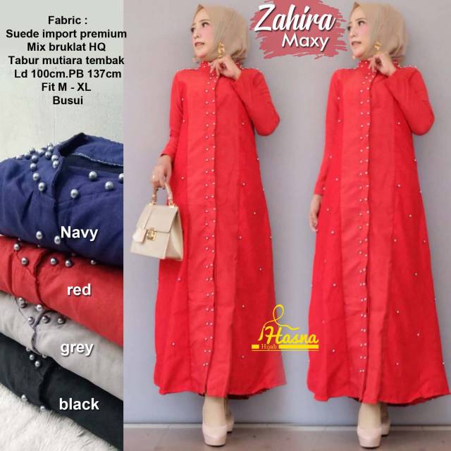 Zahira Dress bahan Suede Import