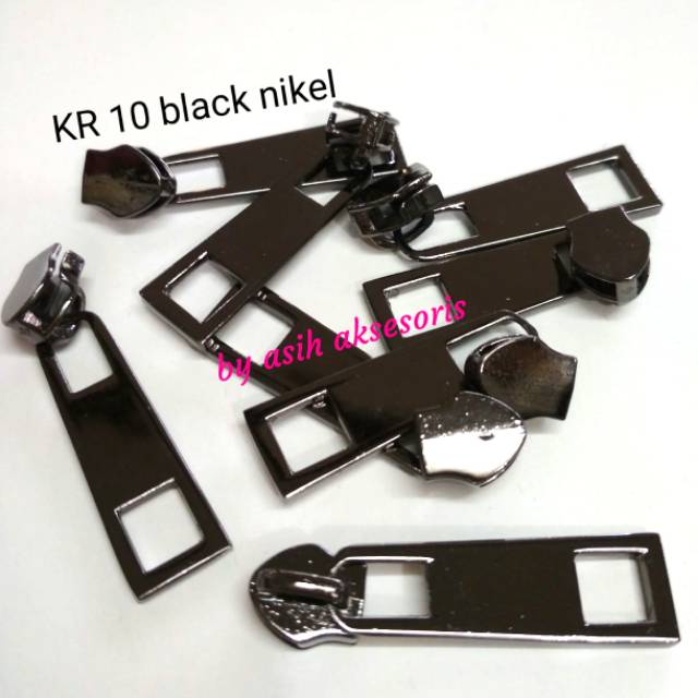 Kepala resleting no.5 plastik Black nikel ( 10 )