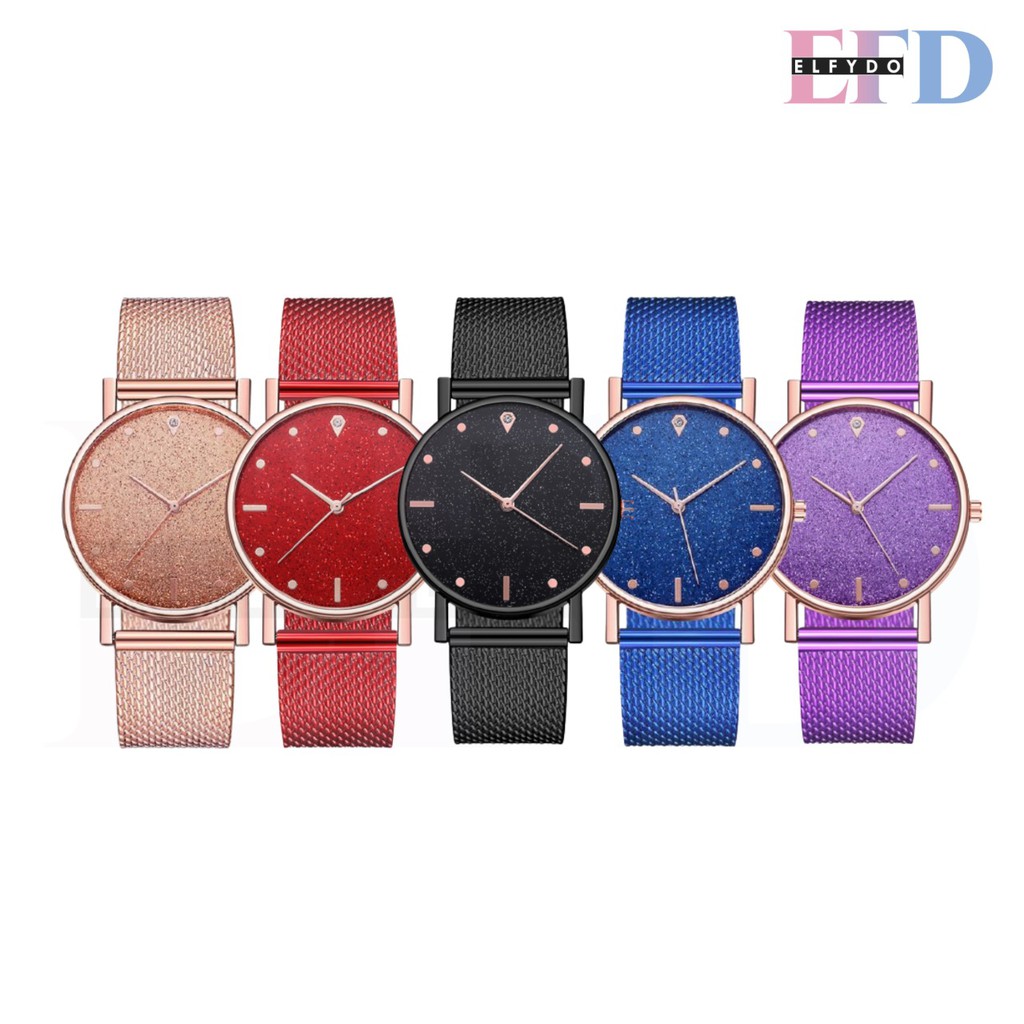 ELFYDO - J175 Jam Tangan Tali Karet Glossy Watch Fashion Wanita Ter