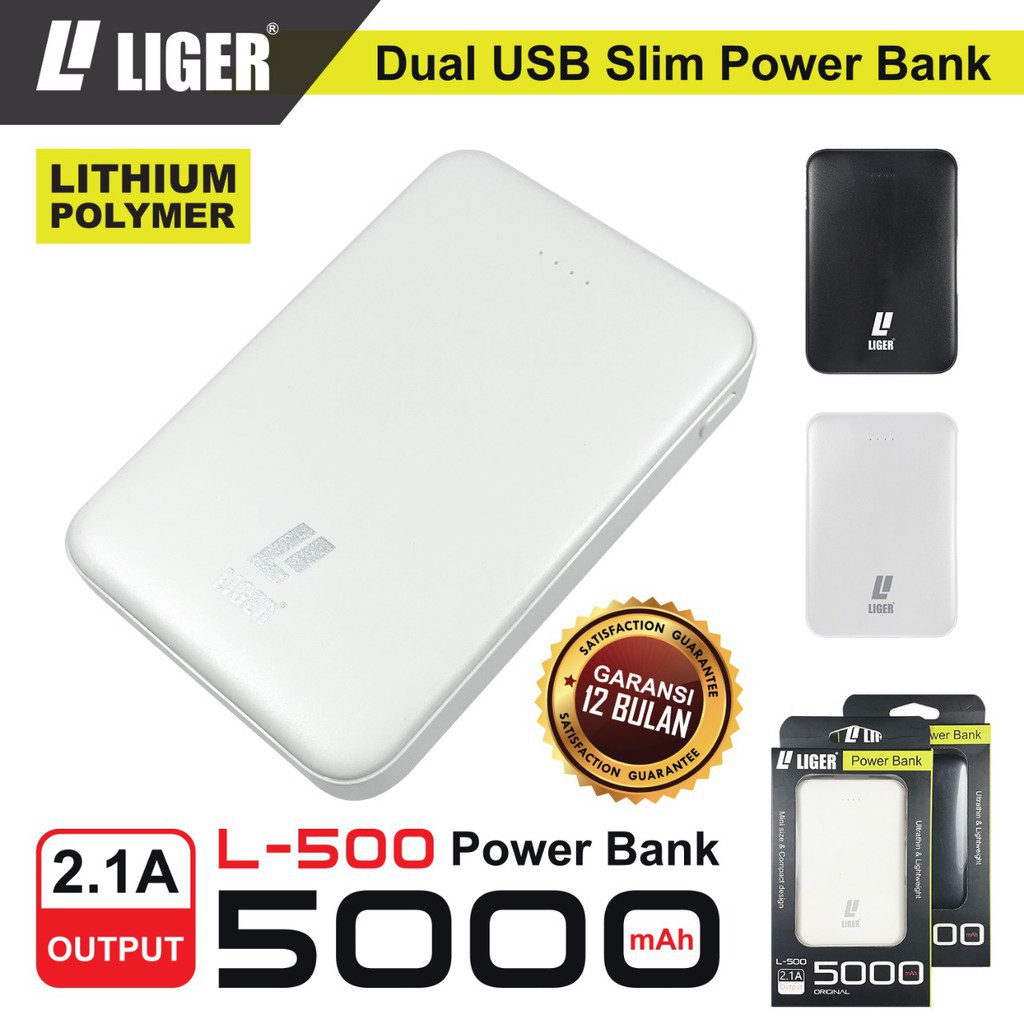 POWERBANK LIGER L-500 MINI SUPER SLIM FAST CHARGING - 5000 mAh