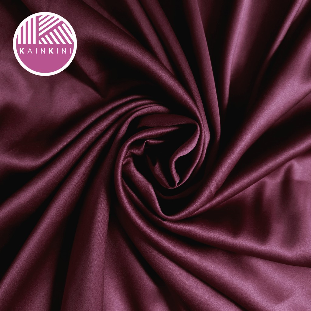 (½ Meter) Kain Satin Velvet Premium Grade A Sateen Kilap Doff Kainkini - Merah Burgundy ( Bahan Kebaya Hijab Gamis Seragam Bridesmaid Background Backdrop )