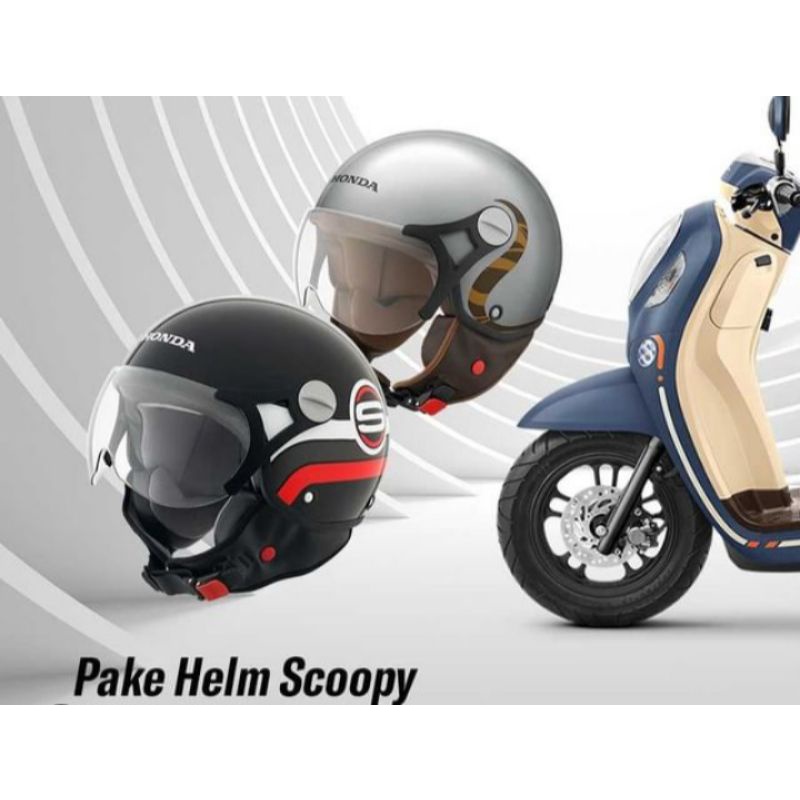 HELM SCOOPY / HELM SCOOPY CLASSIC HITAM SILVER 2020 2021 ORIGINAL HONDA HELM SCOOPY ORI