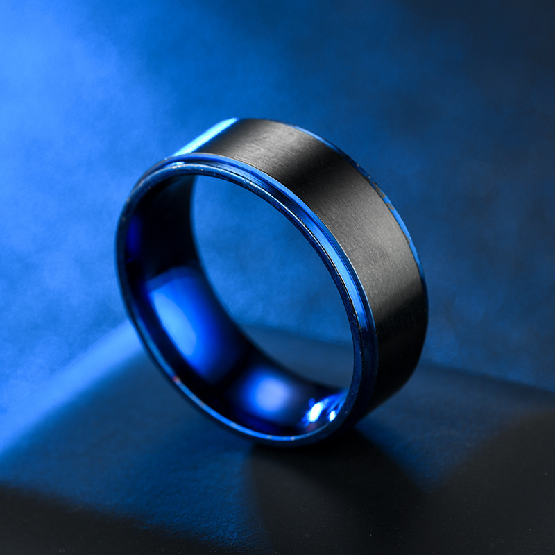 Cincin Warna Hitam Biru Gaya Eropa Dan Amerika Untuk Pria