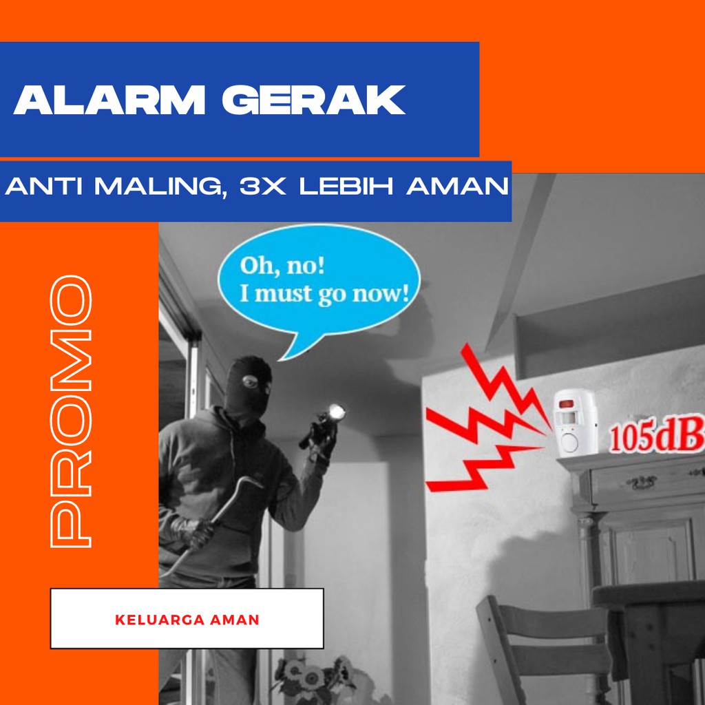 Gembok alarm rumah pagar pintu gerbang ruko motor mobil anti maling sensor gerak INFRARED 2 REMOTE