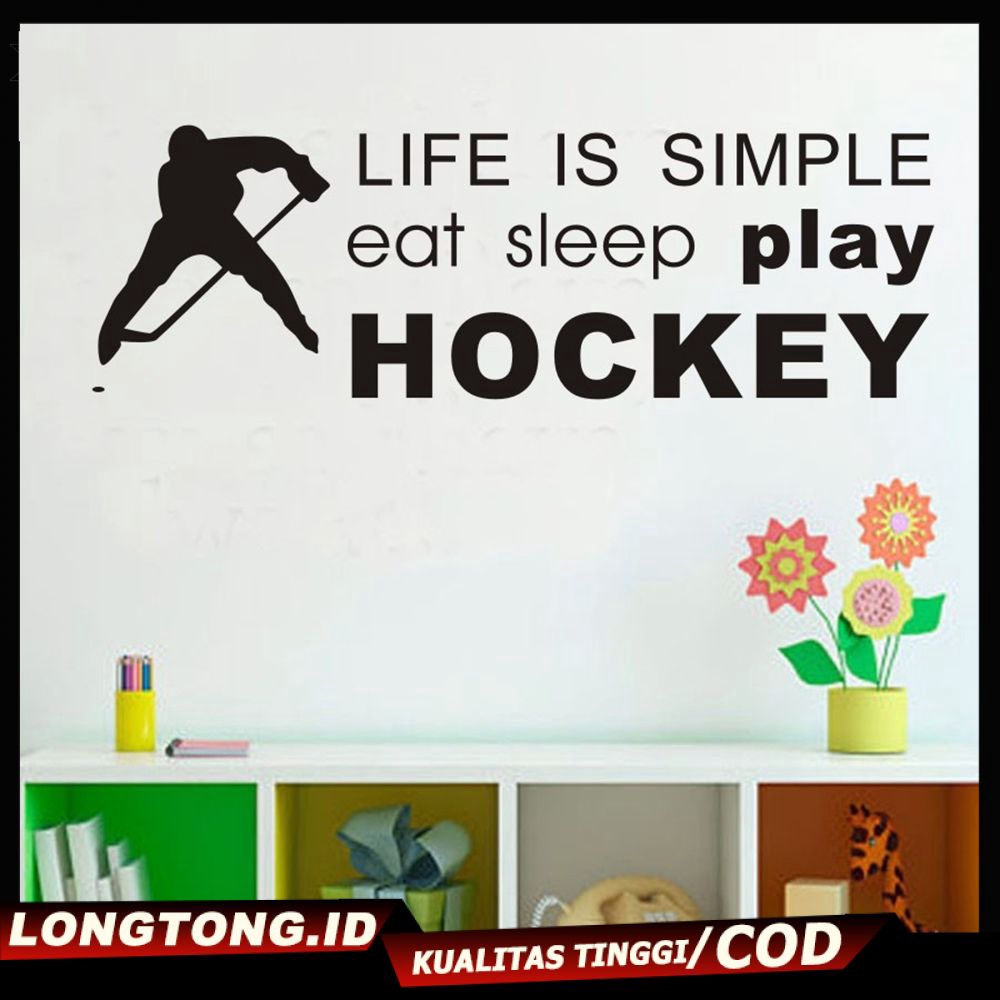 L Shop Plays Ice Hockey Wall Art Sticker Home Decor Vinyl Living Room Decal Sport Mural Cod Shopee Indonesia