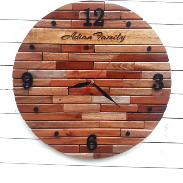 Jam dinding kayu asli unik