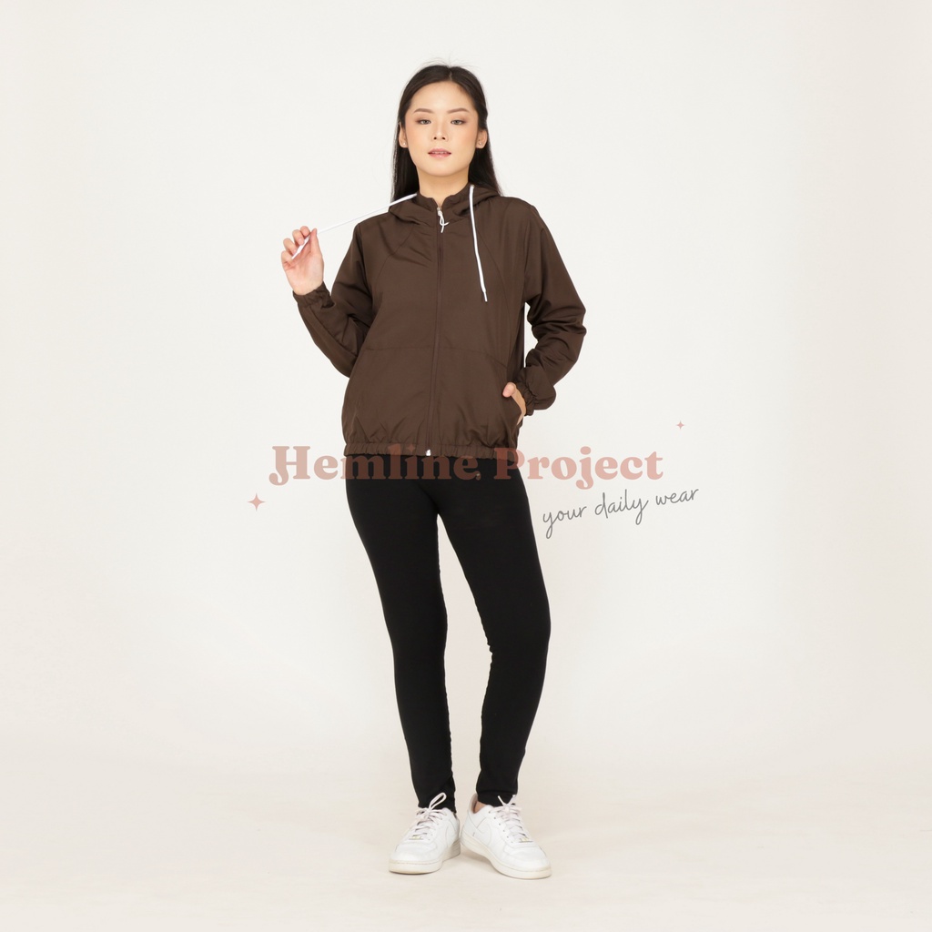 Aima Jaket Brown - Jaket Parasut Hoodie Wanita