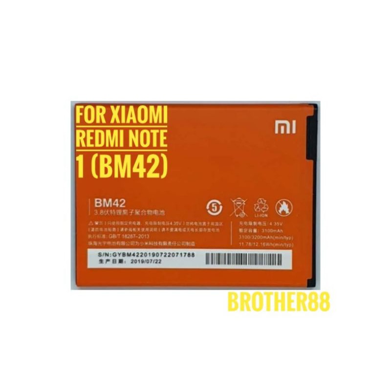 BATTERY BATERAI BATRE XIAOMI REDMI NOTE 1 (BM42) ORIGINAL 100%