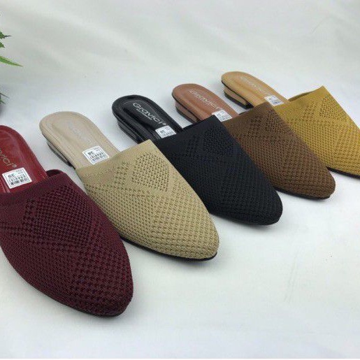 Sandal Hak Tahu Wanita Bahan Rajut Import SF-66 GRAVICI