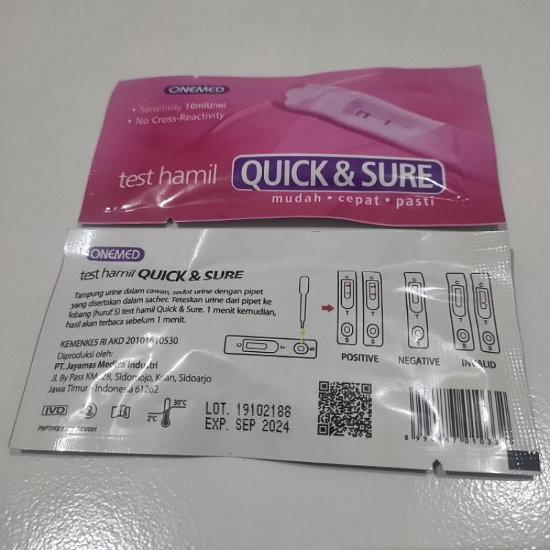 QUICK &amp; SURE Tespek Onemed Tes Hamil Instan Test Pack Type Cassette Quick and Sure HCG Mamma Perfect