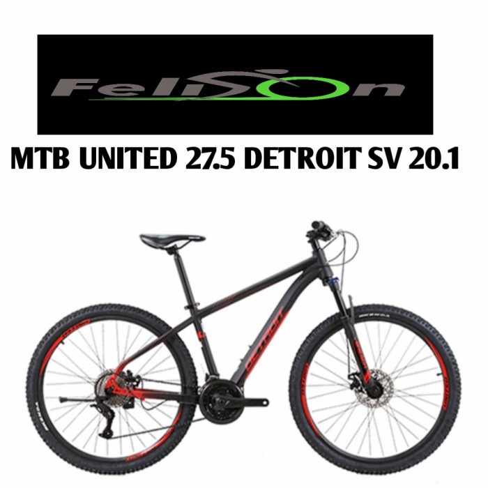 Sepeda Gunung United MTB 27.5" Detroit SV 20.1 - Black-Red