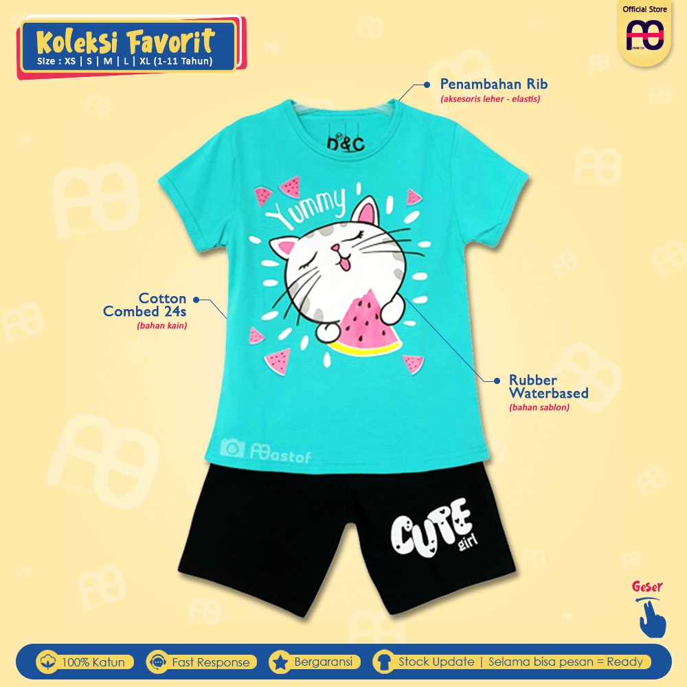 Setelan Anak Perempuan Mastof D Series 1 - 11 Tahun Baju Anak Edisi Favorit 2-5