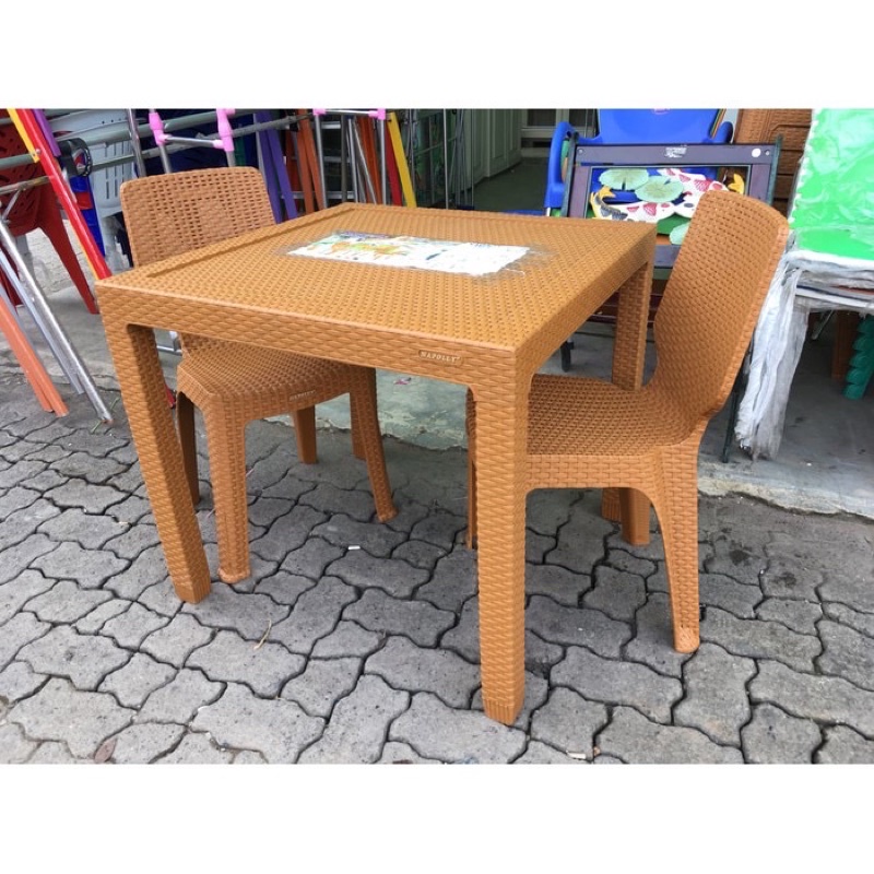 MEJA MAKAN PLASTIK ROTAN NAPOLLY MRS MM- 8873 MDF TANPA KACA / MEJA MAKAN PLASTIK NAPOLLY