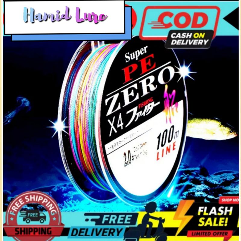 senar  PE  ZERO 100 m, X4 - -  PE 1 -  PE 2 dan PE 3