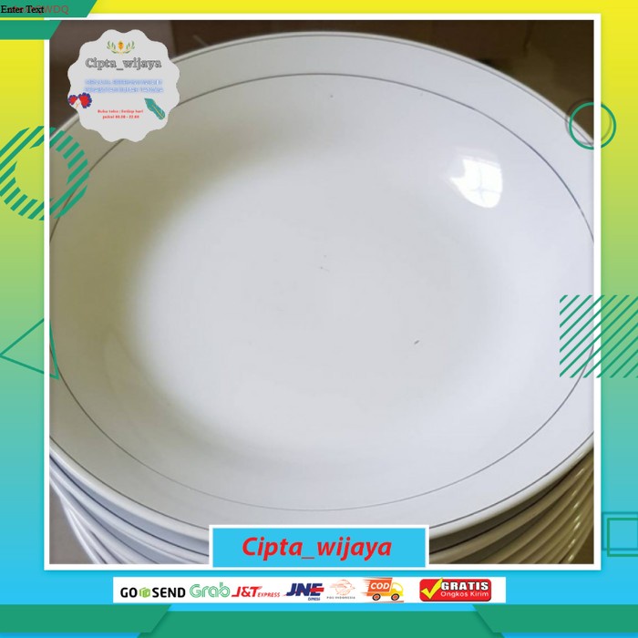 Piring Makan Keramik List Mas 1 Lusin | Piring 9 List Mas Keramik Cekung