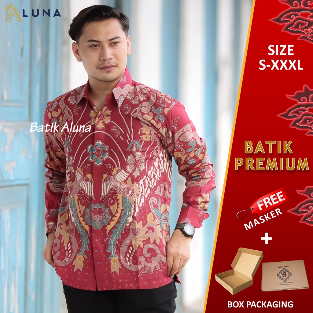 KEMEJA BATIK PRIA PREMIUM LENGAN PANJANG REGULAR BATIK ALUNA PCW 068