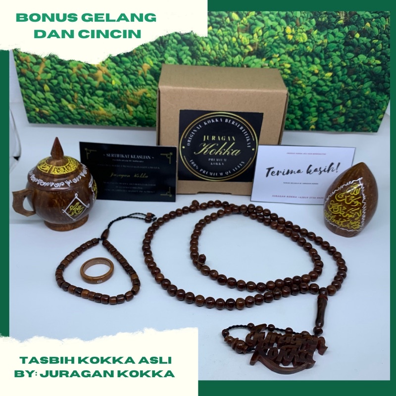 ASLI PREMIUM BERSERTIFIKAT Tasbih Kokka Kaukah Koakah 7mm Motif Bulat Bisa Kasih Nama Begaransi Uang