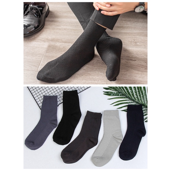 Kaus Kaki Pria Casual Socks Serat Bambu Kaos Kaki Lembut Olahraga Kaus Kaki Penyerap Keringat W03-