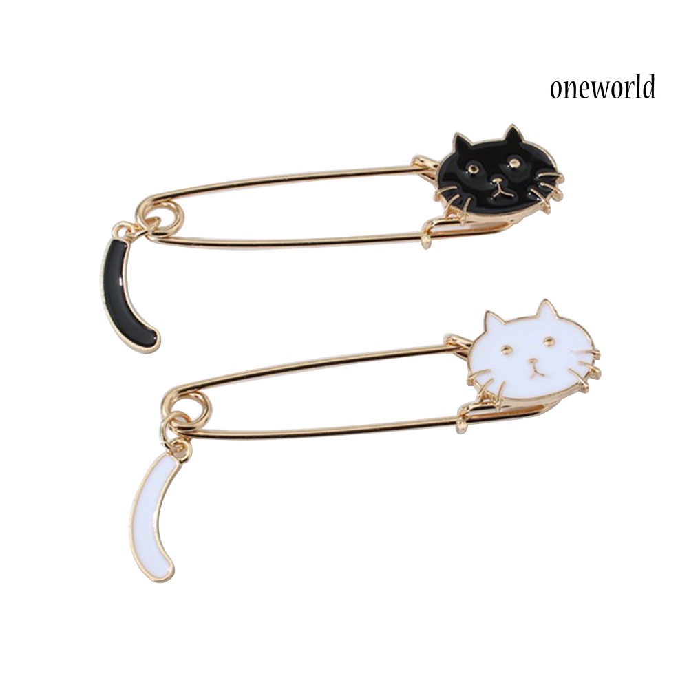 OW@ Cute Enamel Cat Brooch Pin Women Shawl Cardigan Shirt Clip Decor Jewelry Gift