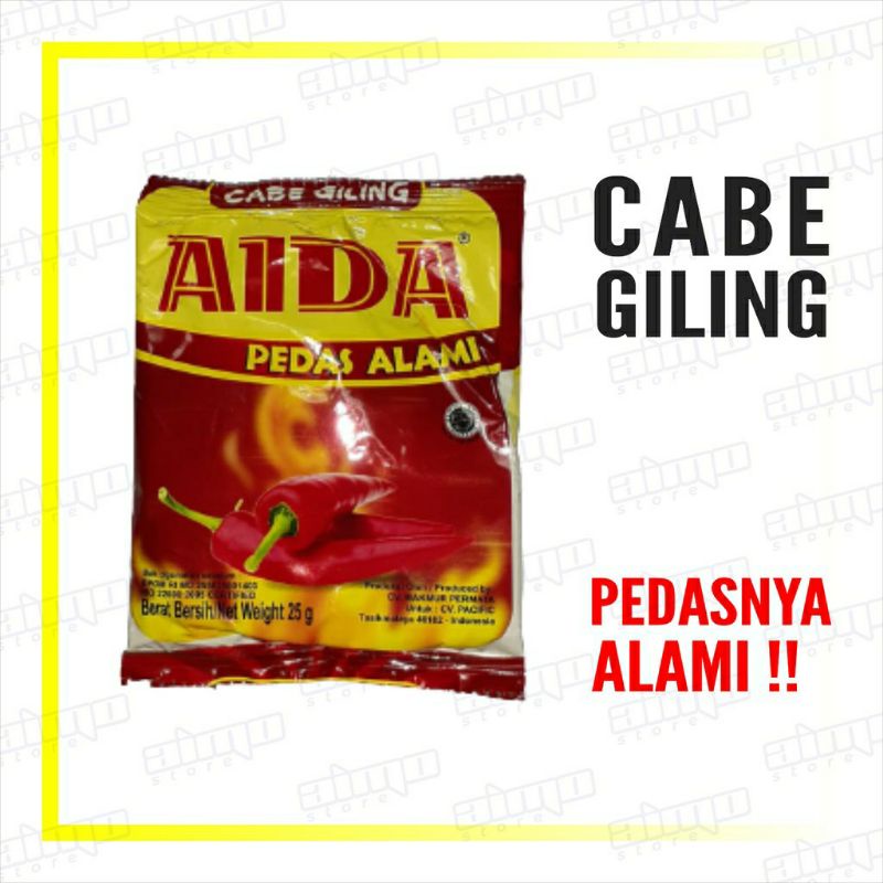 

aida cabe bubuk giling tabur pedas alami 25gr