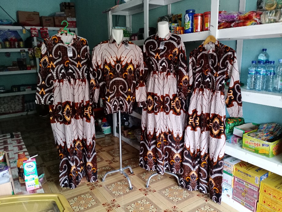 (bisa Cod)couple Batik Keluarga Set Ayah Ibu Dan Anak Umbrella Batik Gamis Klok