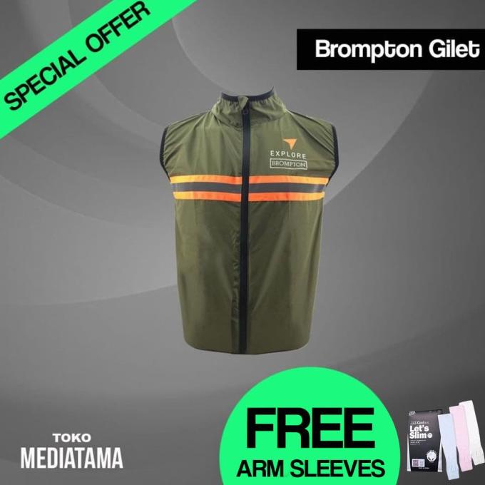 Rompi Brompton Windbreaker Explore Green Vest Brompton Jacket Brompton