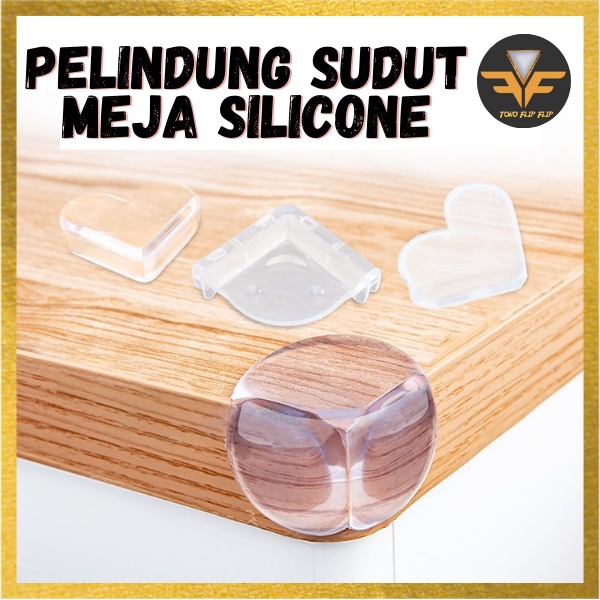 Pelindung Pengaman sudut Meja Transparan Silicone Lis Bumper Pinggiran meja Silicone Motif Siku Love Bulat Serbaguna Multifungsi