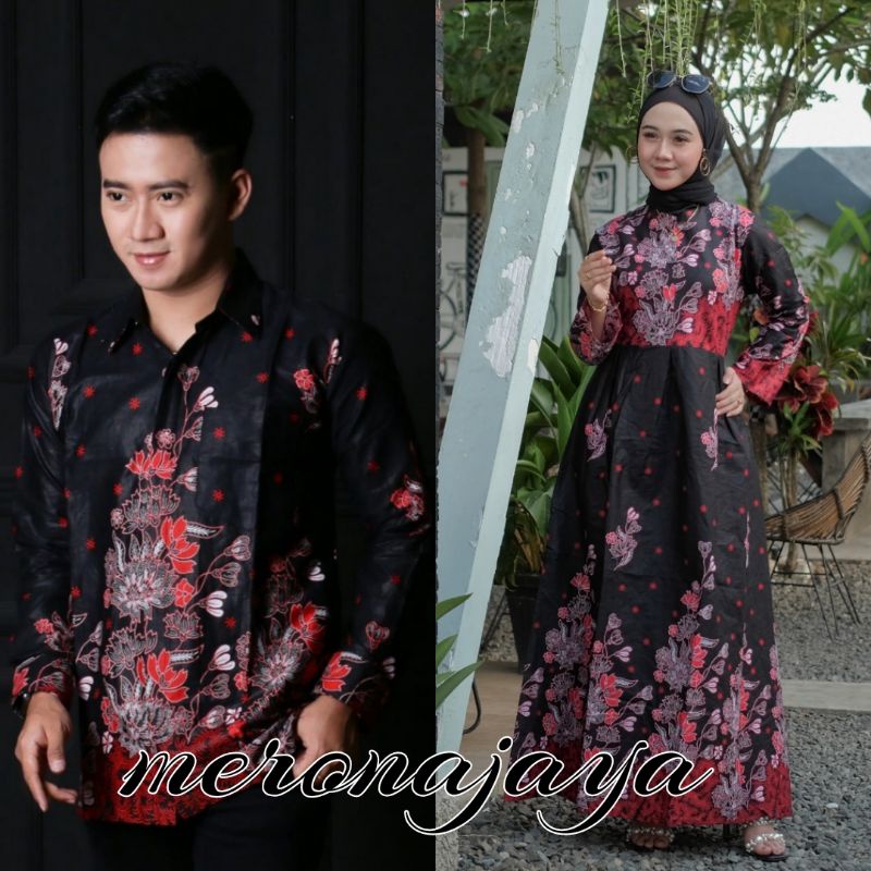 Batik couple keluarga sarimbit batik couple modern BATIK SAKURA MERAH