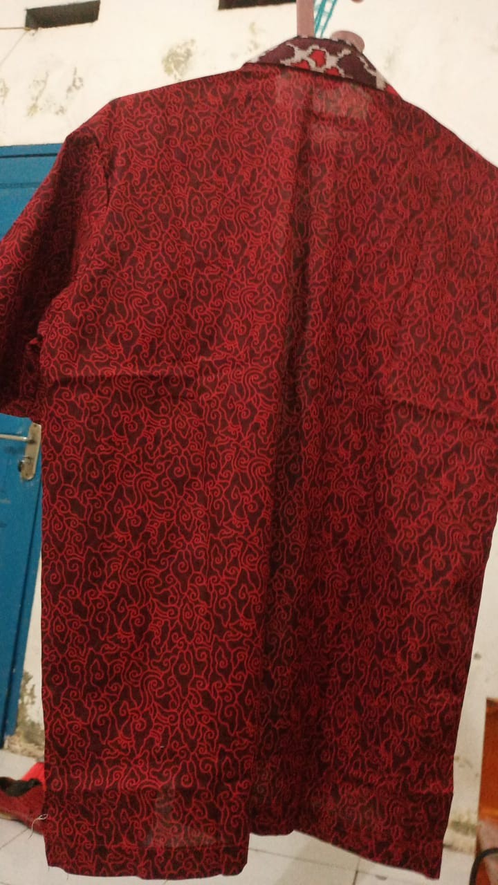 Batik Couple Keluarga Modern  Motif Mego Mendung Merah Maroon Busui Jumbo Termurah -batik Pekalongan