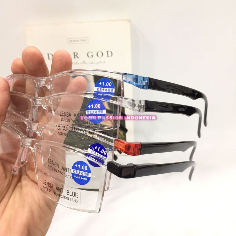 TC244 Kacamata Baca Antiradiasi Hp/Komputer +1.00 sd +3.00 Model Cowok Cewek Warna Random