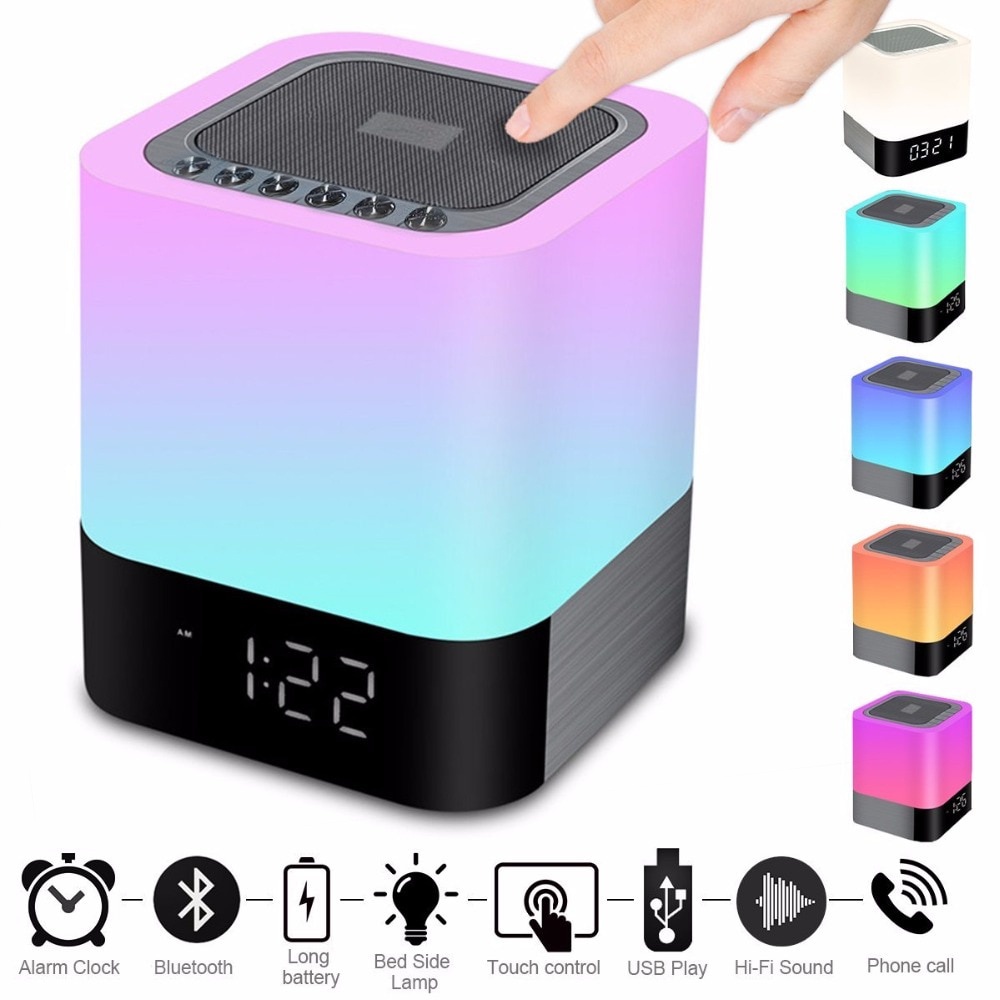 3 in 1 Jam Alarm + Speaker Bluetooth + Lampu Tidur RGB LED