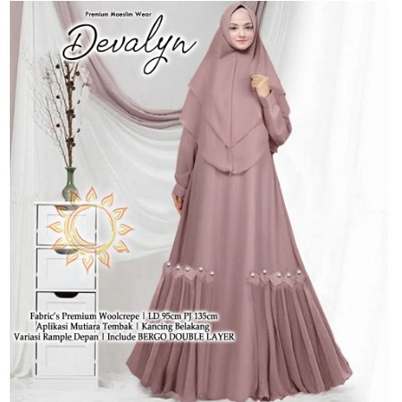 U071 Wulan by Unaisah Gamis Syari Cerutty Desain Bordir Cantik Set Khimar Polos Best Seller Original