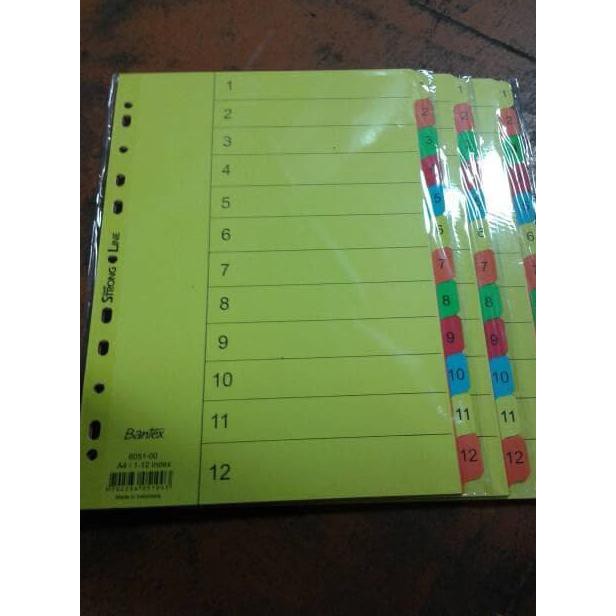 

BEST SELLER Bantex. Kertas Dividier Angka. Kertas Pembatas A4. 6051-00 TERJAMIN