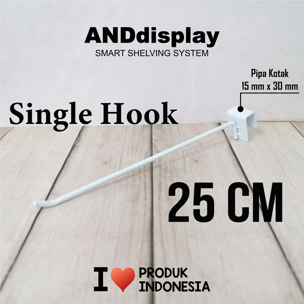 SINGLE HOOK PUTIH 25 CM/10 PCS CANTOLAN KAWAT GANTUNGAN PIPA KOTAK