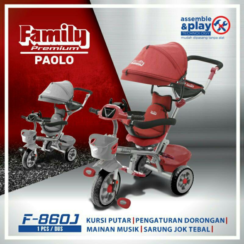 SEPEDA ANAK RODA TIGA FAMILY F - 860J SHINCHAN TRICYCLE