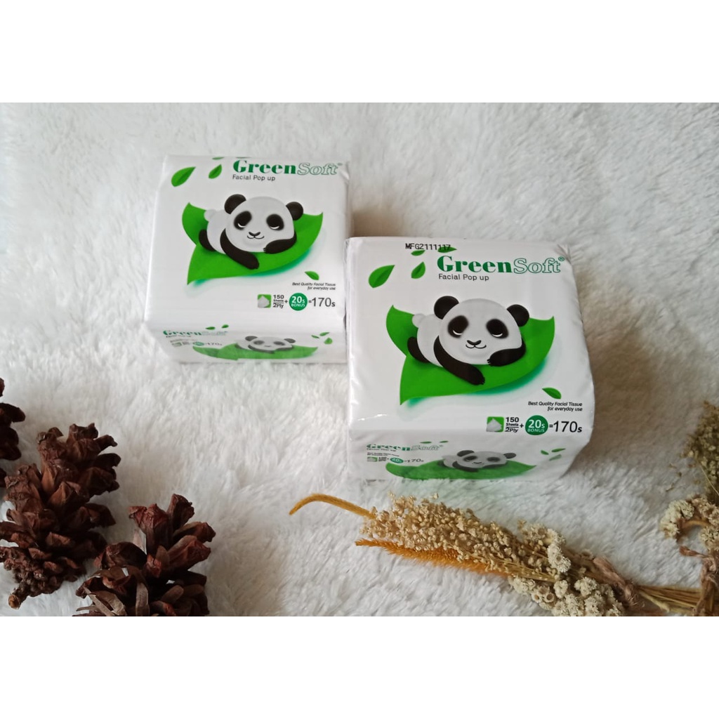 Tisu Meja Makan Tissue Pop Up Green Soft Panda 170 sheets