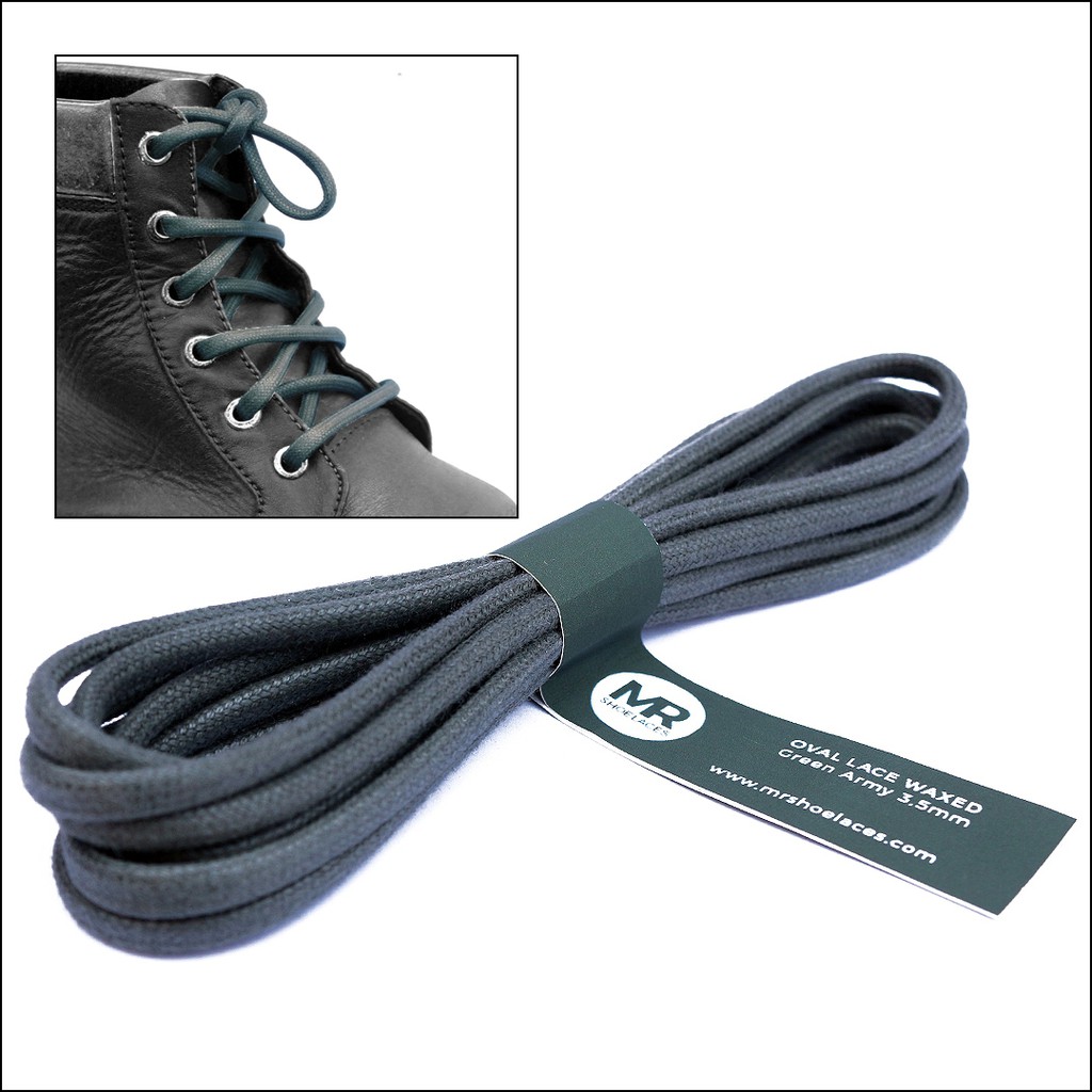MR Shoelaces FC12 Green Army Tali Sepatu Lilin Oval 3.5mm (Waxed Laces) 50cm 60cm 70cm 80cm 100cm 120cm 150cm