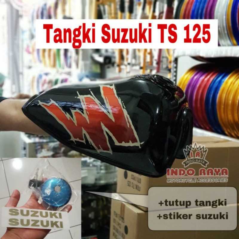 tangki Suzuki TS 125 black glass + stiker suzuki