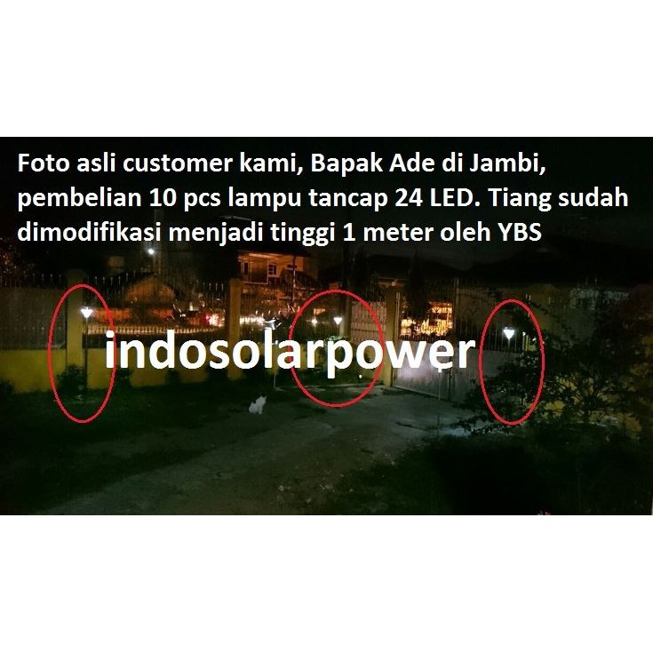 Lampu taman tancap 24 LED solar power tenaga surya matahari cocok untuk rumah villa vila townhouse