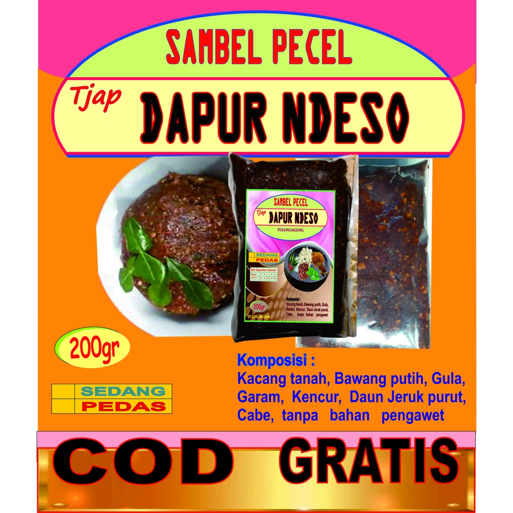 

nik05.SAMBEL PECEL RASA PEDAS/KHAS TULUNGAGUNG/SAMBEL PECEL SANGRAI/TANPA BAHAN PENGAWET/200 GR
