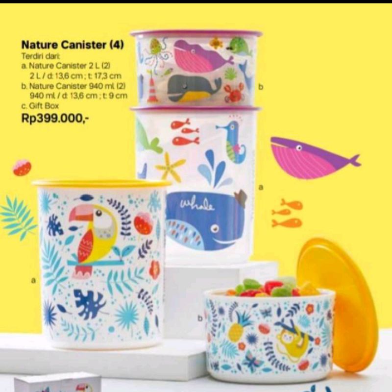Nature Canister Tupperware / Toples snack set Tupperware Ori Promo Murah / Tupperware Ori / toples