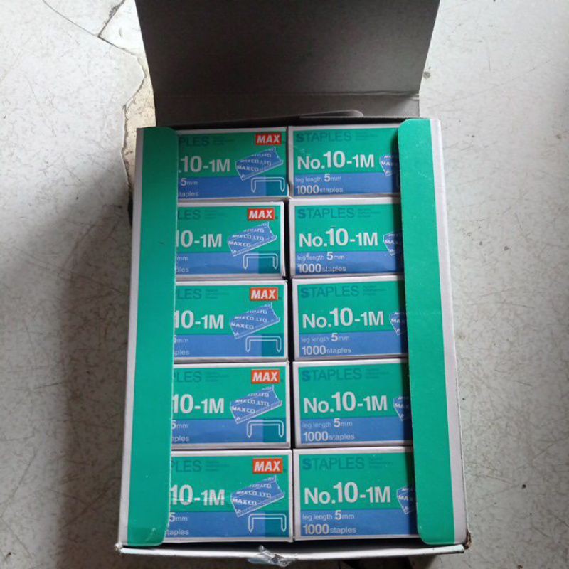 

isi staples max no 10 kecil 1box isi 20pack