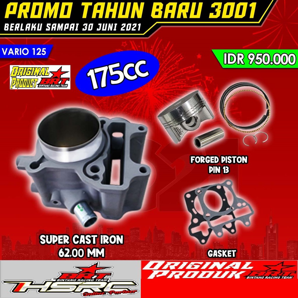 PAKET BORE UP BRT BLOCK CYLINDER Racing Honda VARIO 125 PCX ADV LED ESP OLD Ukuran 62.00mm Bore UP