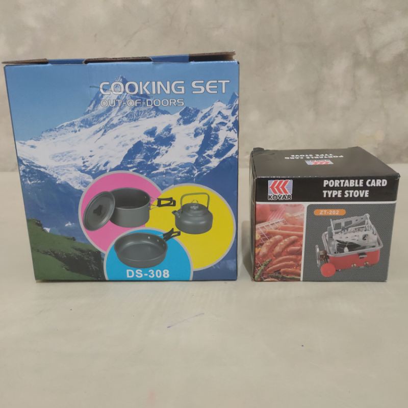 Paket Alat Masak Camping Cookingset DS308 + Kompor Kovar