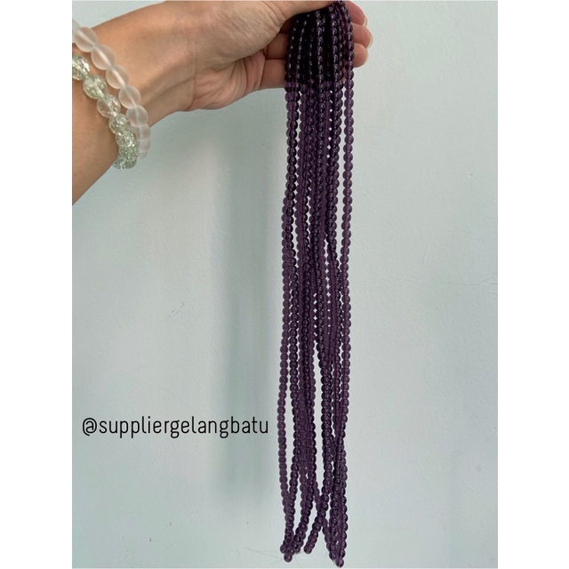 batu kuarsa 6mm purple quartz ungu bahan gelang kalung wulung kuarsa