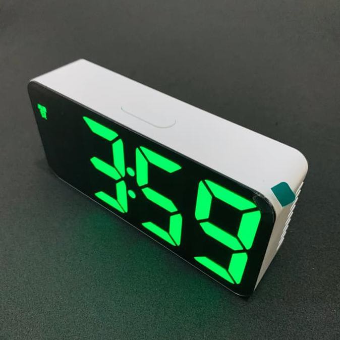 Jam Meja Digital Alarm Clock Mirror DS-3622 Weker Led Hijau