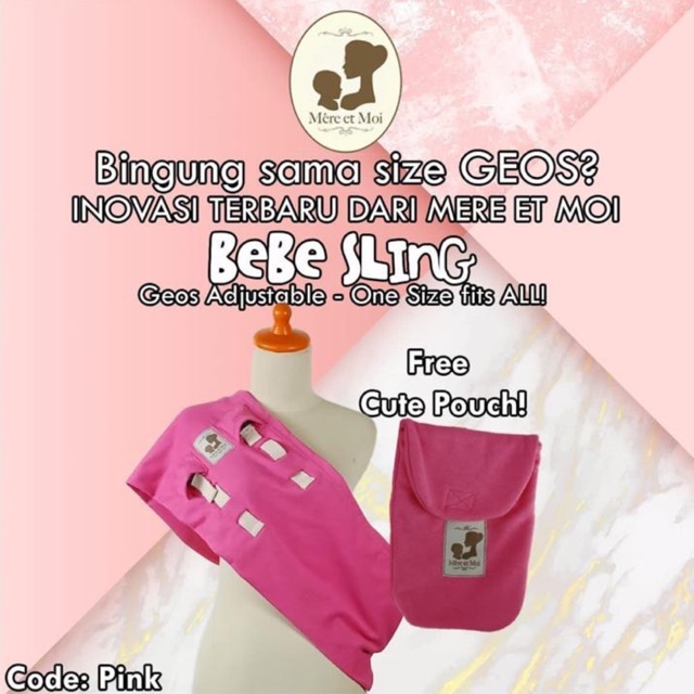 Geos Mere Et Moi Pink Bebe Sling Adjustable One size fits All