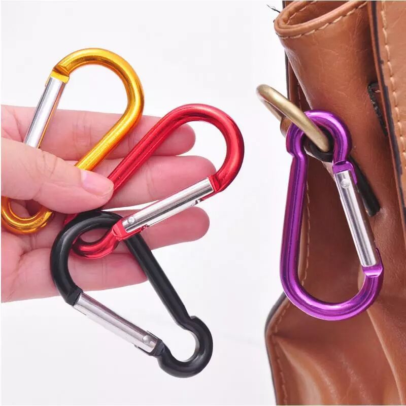 5 Pcs Gantungan Kunci Carabiner D-Ring Bahan Metal Warna Campur Untuk Tas Backpack